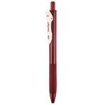 Burgundy retractable gel pen with a white Vintage clip and a grip band on a white background