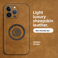 Gem blue sheepskin leather iPhone case with embossed dragon design and magnetic charging ring