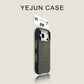 Black textured magnetic phone case compatible with iPhone shown in retail packaging