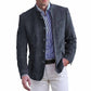 Mens stand collar jacket in brushed vegan suede with a single breasted five button front