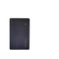 Thin black tracker card slid into the bill slot of a leather wallet