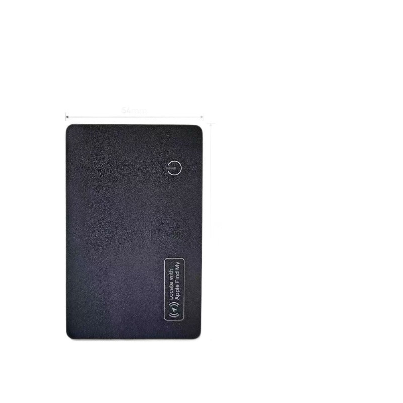 Thin black tracker card slid into the bill slot of a leather wallet