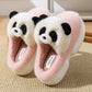Pink panda plush slippers with a panda face and black ears, size 40-41 option