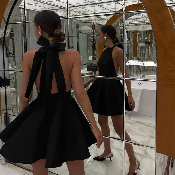French-Style Halter Bow Dress