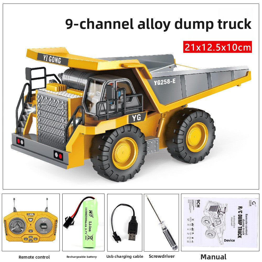Angled hero shot of remote control construction vehicle toy