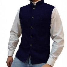 Men's Herringbone Stand Collar Vest with Button Front and Pockets, XS to XXXL