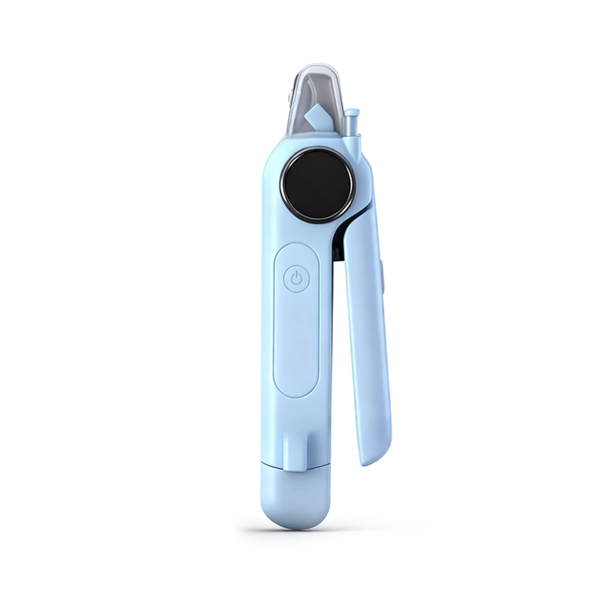 Light blue pet nail clipper with digital window, clear guard and power button