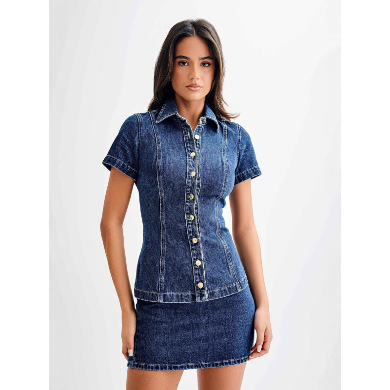 Denim Two-piece Set | on-set styling