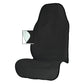 Plain black terry cloth car seat cover with an inset showing the white EVA backing, option Black