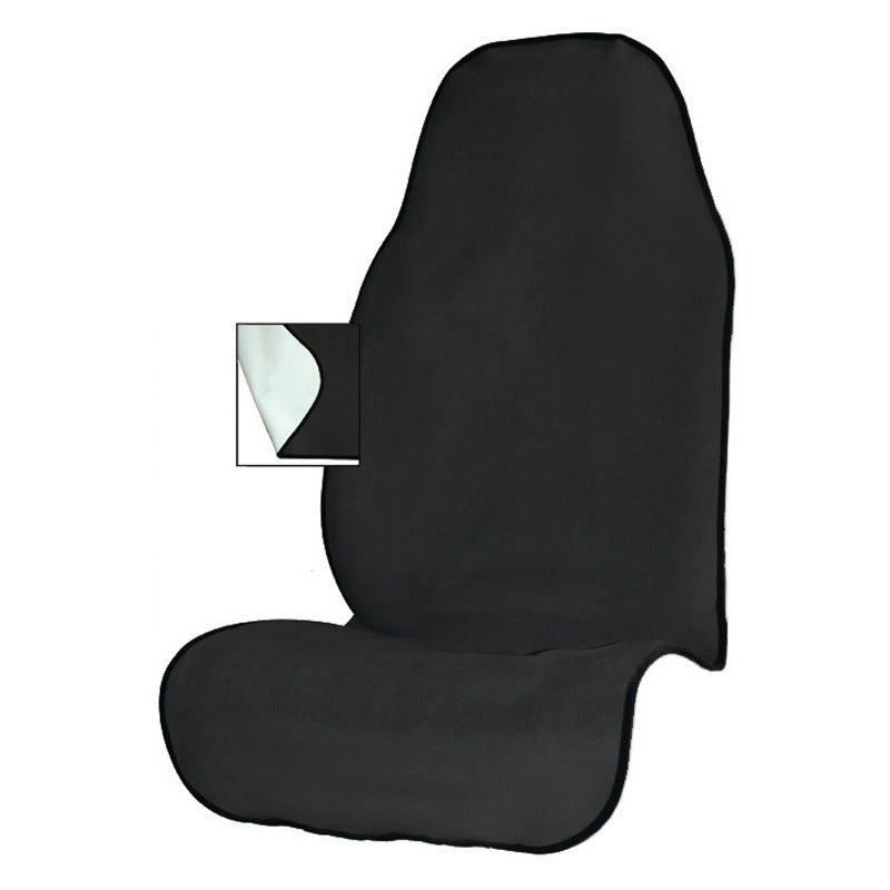 Plain black terry cloth car seat cover with an inset showing the white EVA backing, option Black