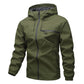 Army Green hooded zip jacket with drawstring hood and chest zip pocket, option image for size M