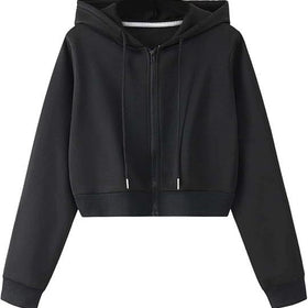 Womens Cropped Zip Up Hoodie