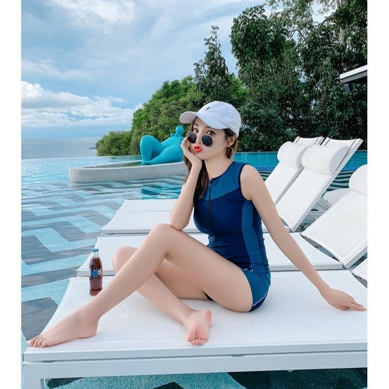Two-Piece Sports Swimsuit with Tummy Control | top down arrangement layout