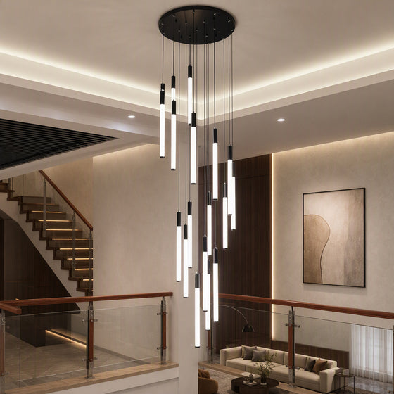 Modern Spiral LED Chandelier with Aluminum Body and Acrylic Tube Shades