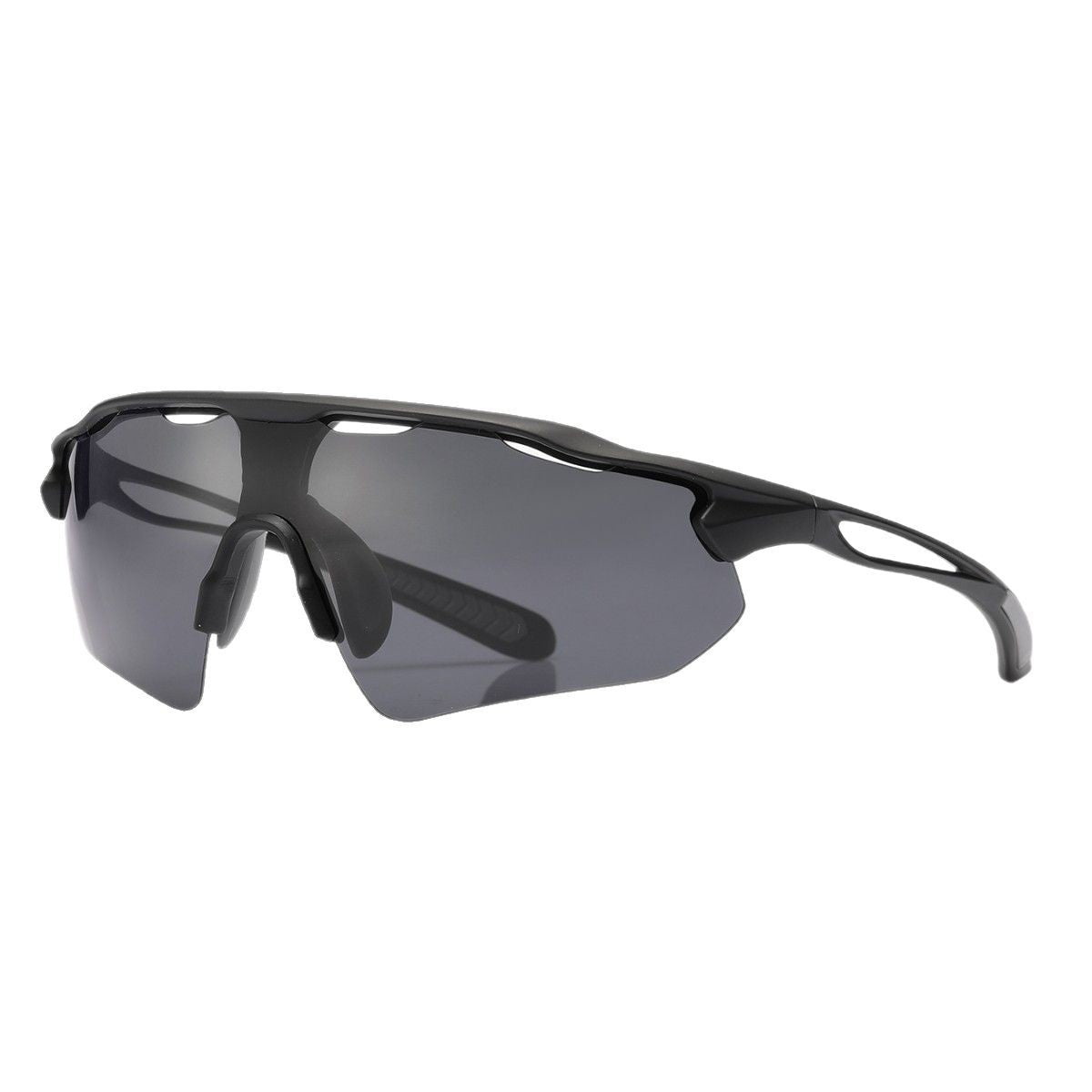 Cyclist swapping the polarized lens for the clear low-light lens