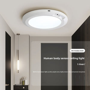 Side profile of the rechargeable LED sensor ceiling light housing
