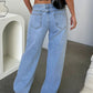 High-Waisted Wide-Leg Denim Jeans