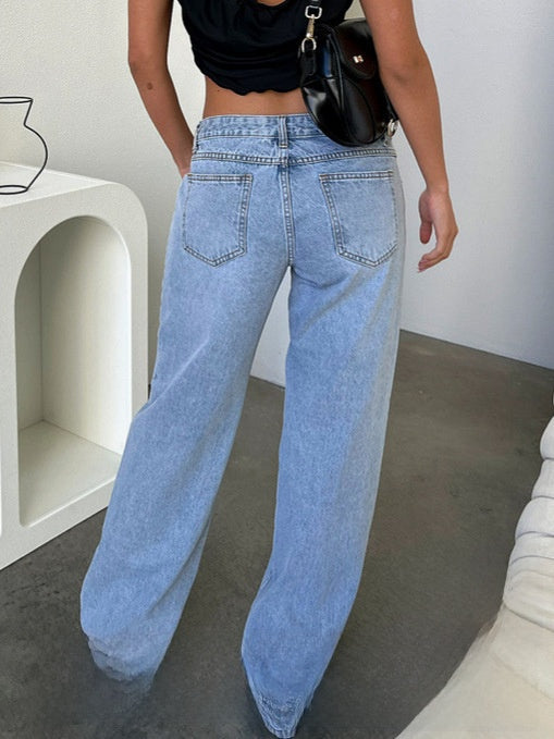 High-Waisted Wide-Leg Denim Jeans