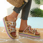 Outdoor cafe outfit with double buckle sandals