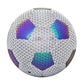 Silver reflective football with violet and teal panels and a printed SIRDAR wordmark on a white background