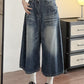 Womens Wide-Leg Cropped Denim Jeans