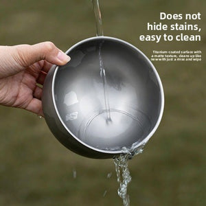 Small and large grey titanium tone stainless steel insulated bowls side by side