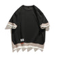 Detail of the ribbed round crew collar on the men's short sleeve tee