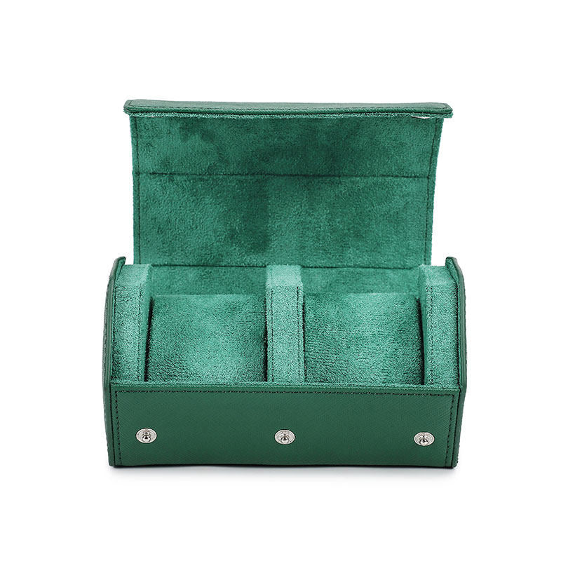 Quilted watch roll storage case in soft daylight