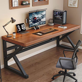Computer Desk with K-Shaped Carbon Steel Frame, 80 cm Long, Black or White Frame