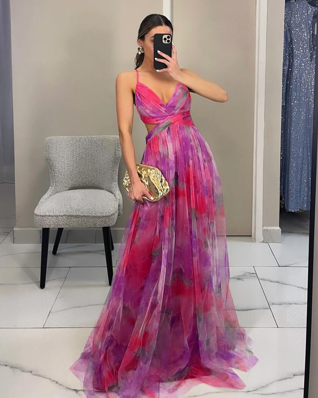 Mesh Print Sling Dress Long Casual Party Wear for Casual Day, Trip, Relaxed Outing with Easy Styling | travel friendly car...