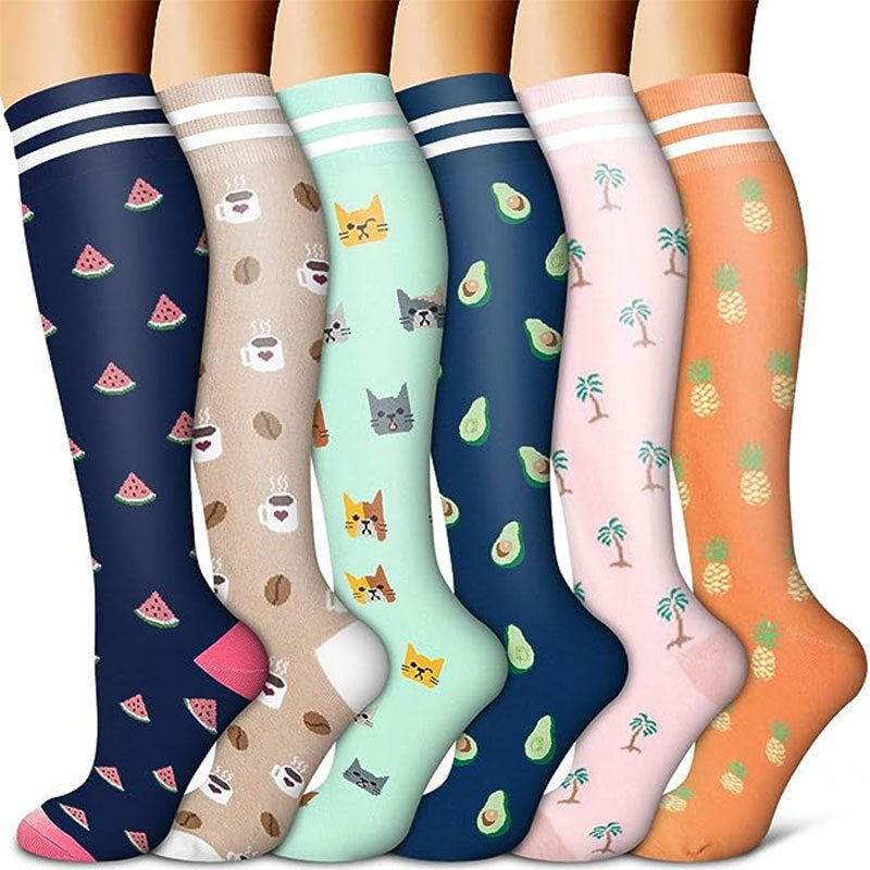 Knee-high compression socks shown on the calf with a snug graduated knit fit