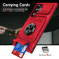 Maker panel showing two bank cards sliding out of the tray in the base of a red case