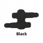 Single black special shaped elastic cotton finger tape laid flat on a white background