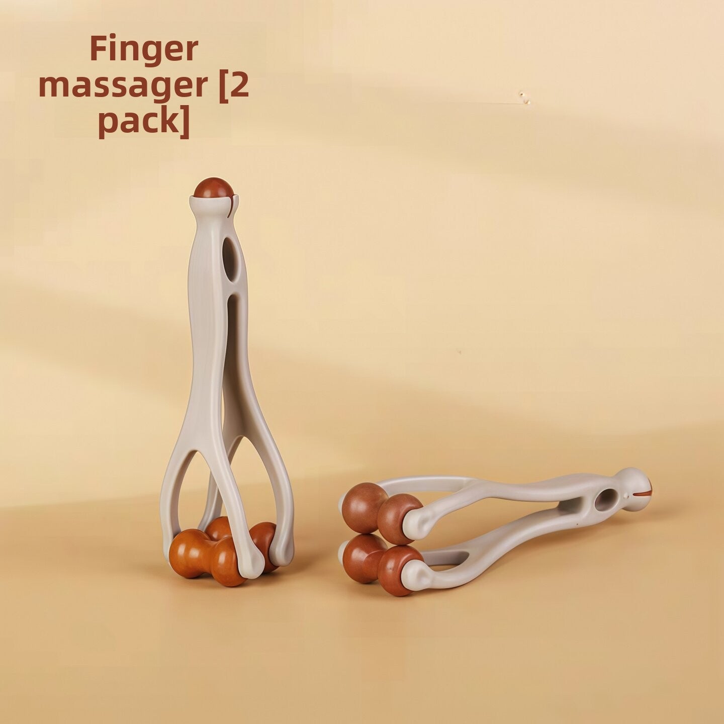 Finger roller shown at an angle to display the gap between the wood beads