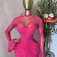 Womens Mesh Pleated Long Dress