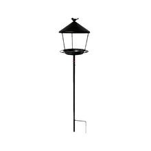 Metal Bird Feeder with Roof on Garden Stake