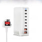 GaN charging station shown with its plug options for US, EU, UK and Australian sockets