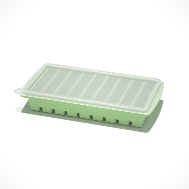 Flexible platinum silicone ice cube tray in a large cube layout for the home freezer