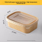 Kraft paper lunch box with a clear high temperature resistant PP lid, size diagram