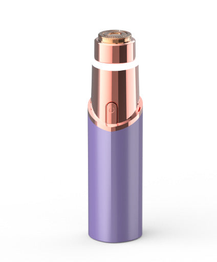 Purple hair remover with cap off, round foil head and pointed brow cap