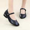 Buckle Strap Leather Shoes - Black