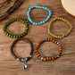 Bohemian Coconut Shell Wood Beads Turquoise Bracelet Set