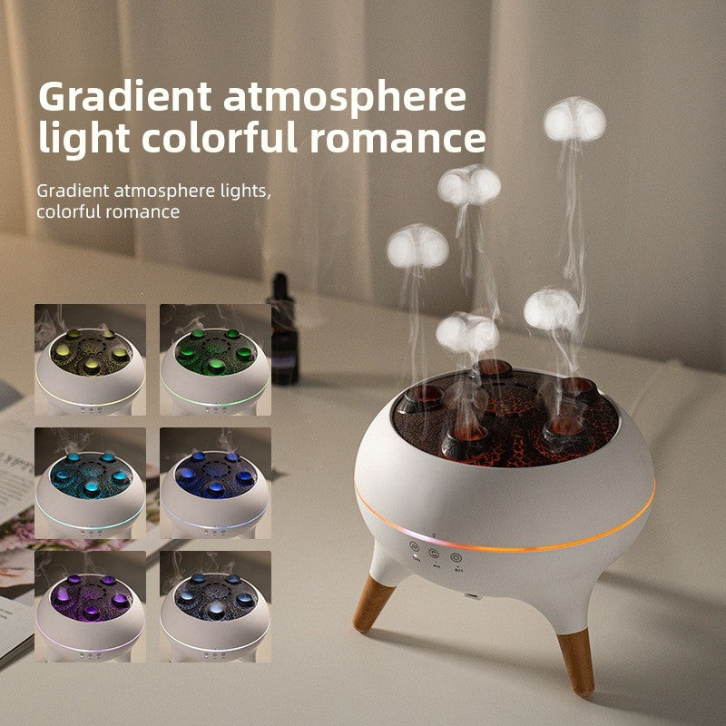 White Multifunctional Aroma essential oil diffuser front view with top mist vent