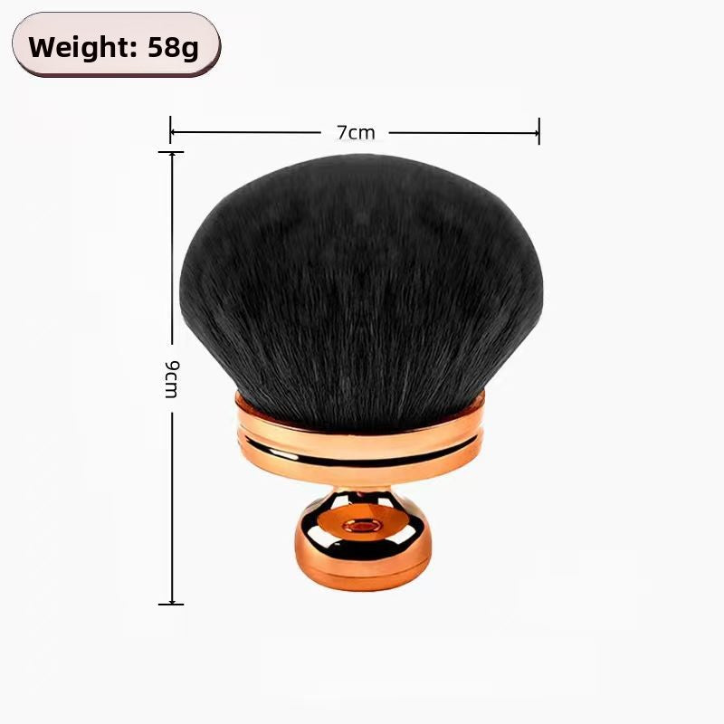 Rose gold handle mushroom powder brush with dense black bristle dome