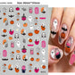 Halloween nail art stickers with witches, cats and crescent moon designs