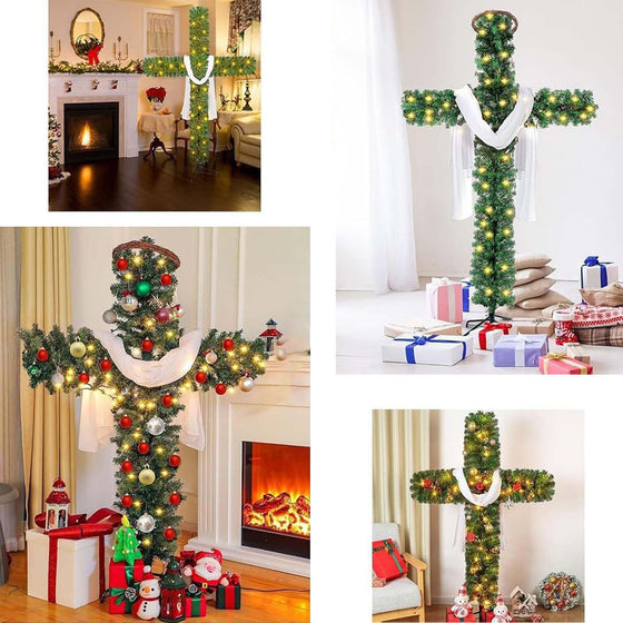 Cross Shaped PVC Christmas Tree with Metal Stand, 150 cm or 180 cm