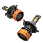 Pair of high power LED car headlight bulbs with H type bases and base cooling fans