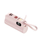 Pink mini capsule power bank with digital display and lanyard loop, photo for the 3000mAh option