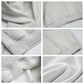 Six close ups of the light gray hoodie: hood opening, ribbed hem, pocket, cuff and soft white inner fabric