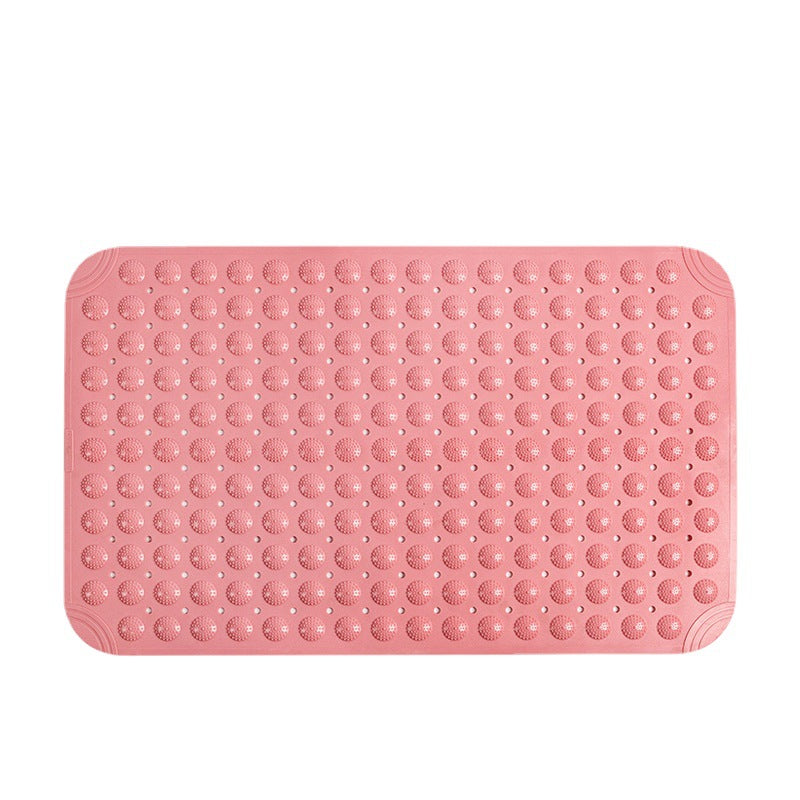 Perforated PVC bathroom mat, one solid colour, no printed pattern on the domed face